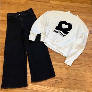 H&M Denim Culottes & Sweatshirt, Size XS/S